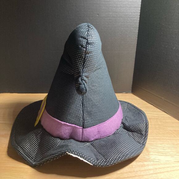 Witch Hat Plush Stuffed Holiday Decor Unbranded Blk Wht Purple. Pre-Owned - Picture 4 of 10